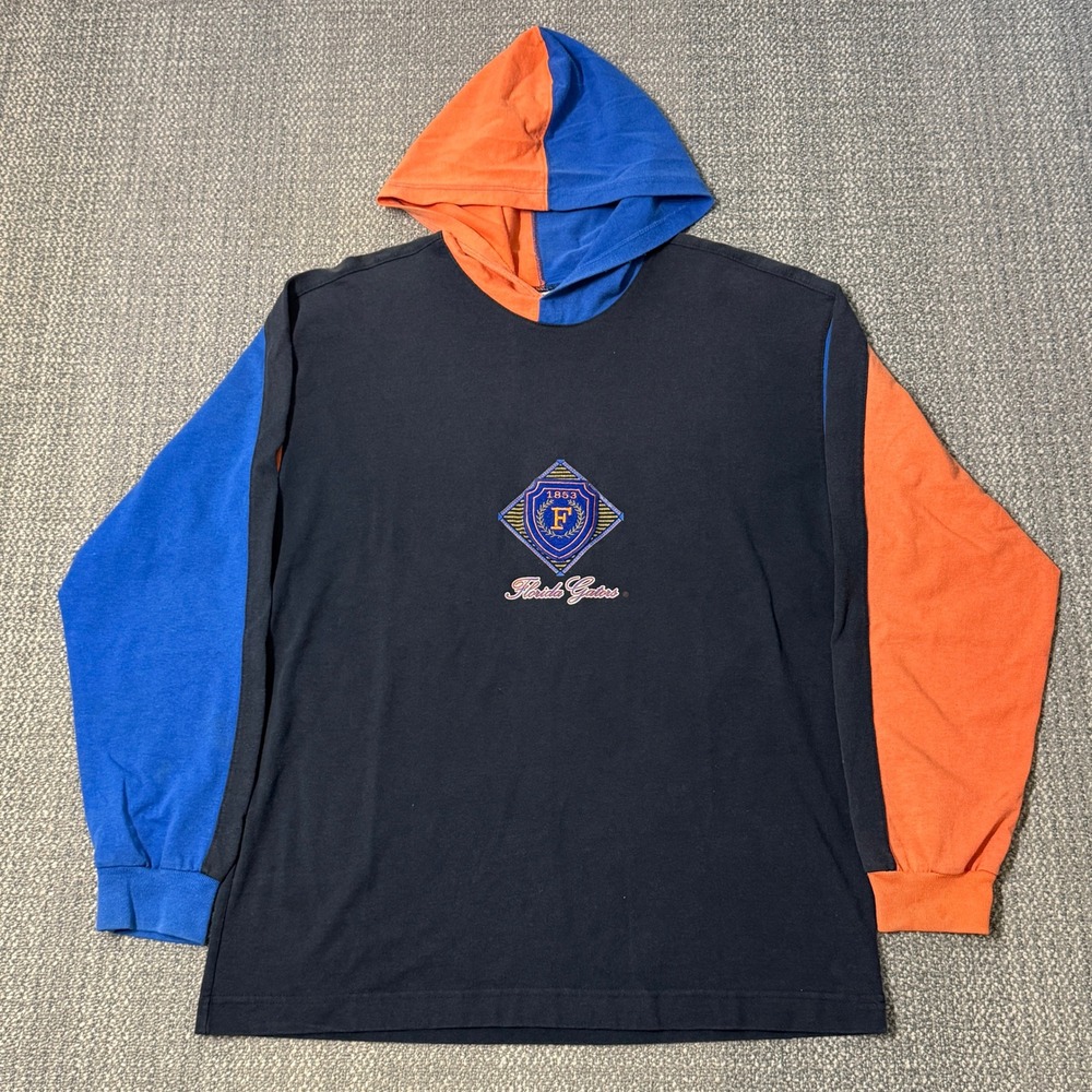 Vintage 90s University‎ of Florida Gators Colorblock Hoodie Nutmeg Black Large